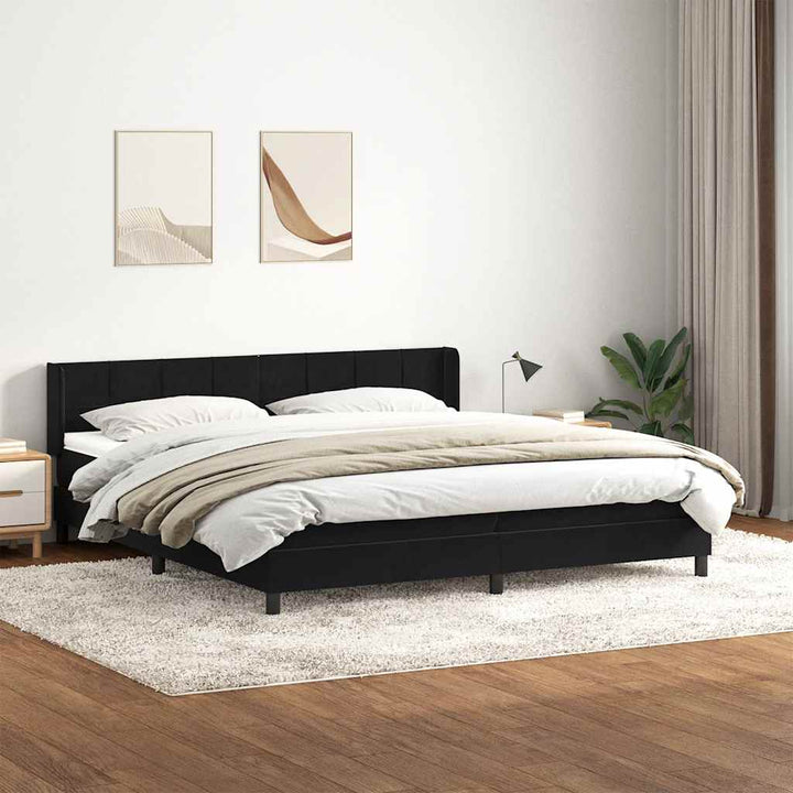 kontinentalseng med madras 200x220 cm fløjl sort