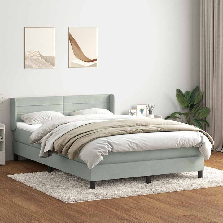 kontinentalseng med madras 160x210 cm fløjl lysegrå