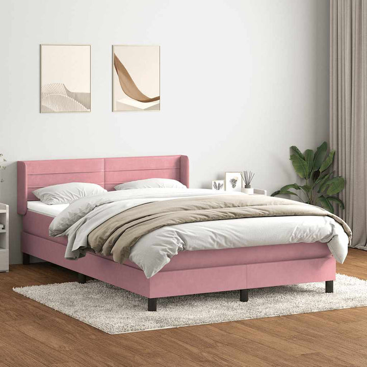 kontinentalseng med madras 160x210 cm fløjl lyserød