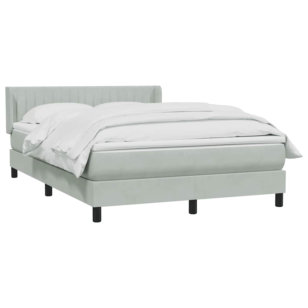 kontinentalseng med madras 160x210 cm fløjl lysegrå