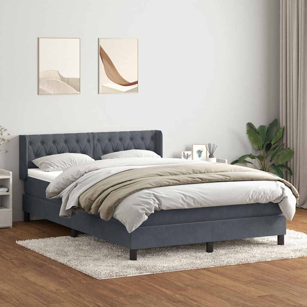 kontinentalseng med madras 160x210 cm fløjl mørkegrå