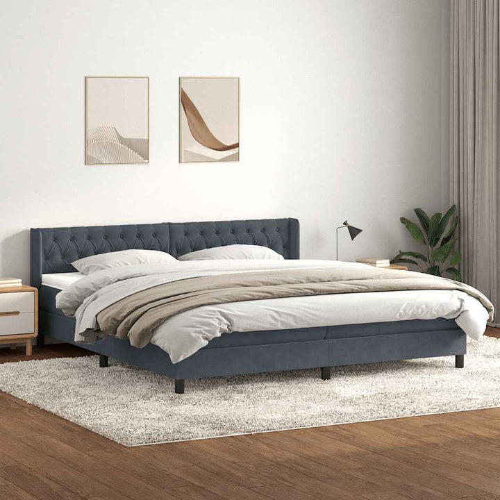 kontinentalseng med madras 180x210 cm fløjl mørkegrå