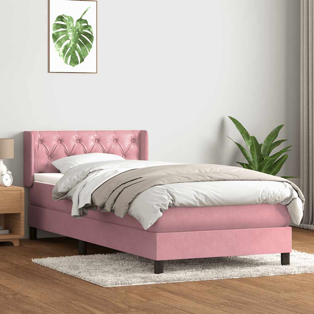 kontinentalseng med madras lyserød 80x220 cm fløjl