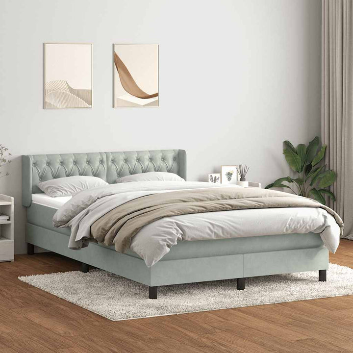 kontinentalseng med madras 160x220 cm fløjl lysegrå