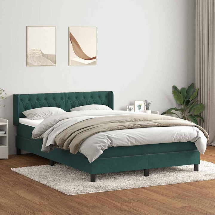 kontinentalseng med madras 160x220 cm fløjl mørkegrøn