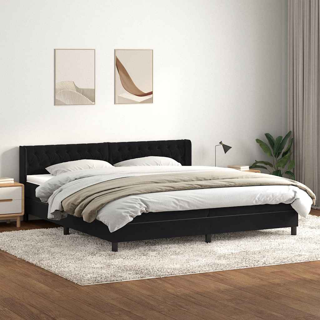 kontinentalseng med madras 200x220 cm fløjl sort