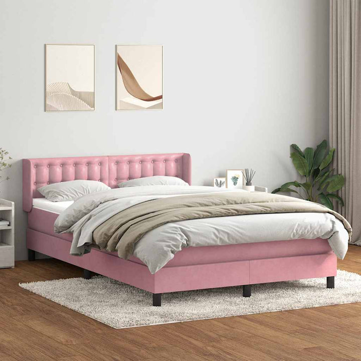 kontinentalseng med madras 160x210 cm fløjl lyserød