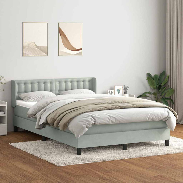 kontinentalseng med madras 160x220 cm fløjl lysegrå