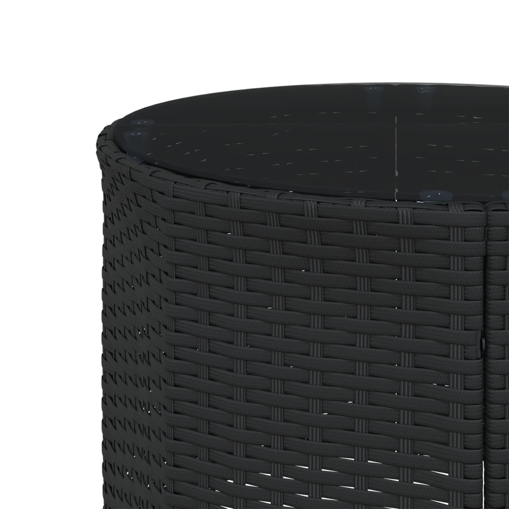 havesofa med bord og hynder halvrund polyrattan sort