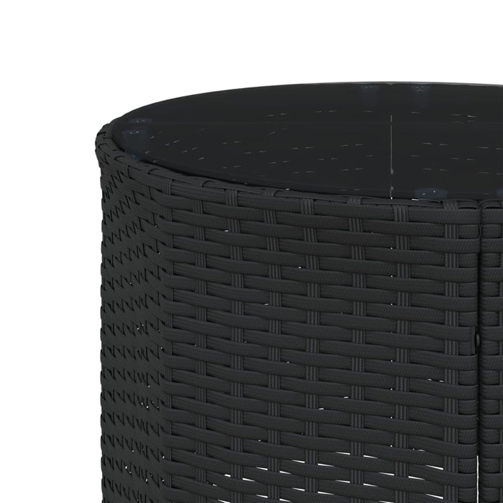 havesofa med bord og hynder halvrund polyrattan sort