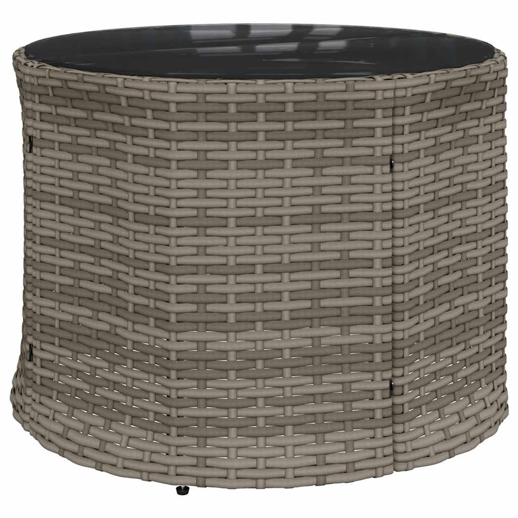 havesofa med bord og hynder halvrund polyrattan grå
