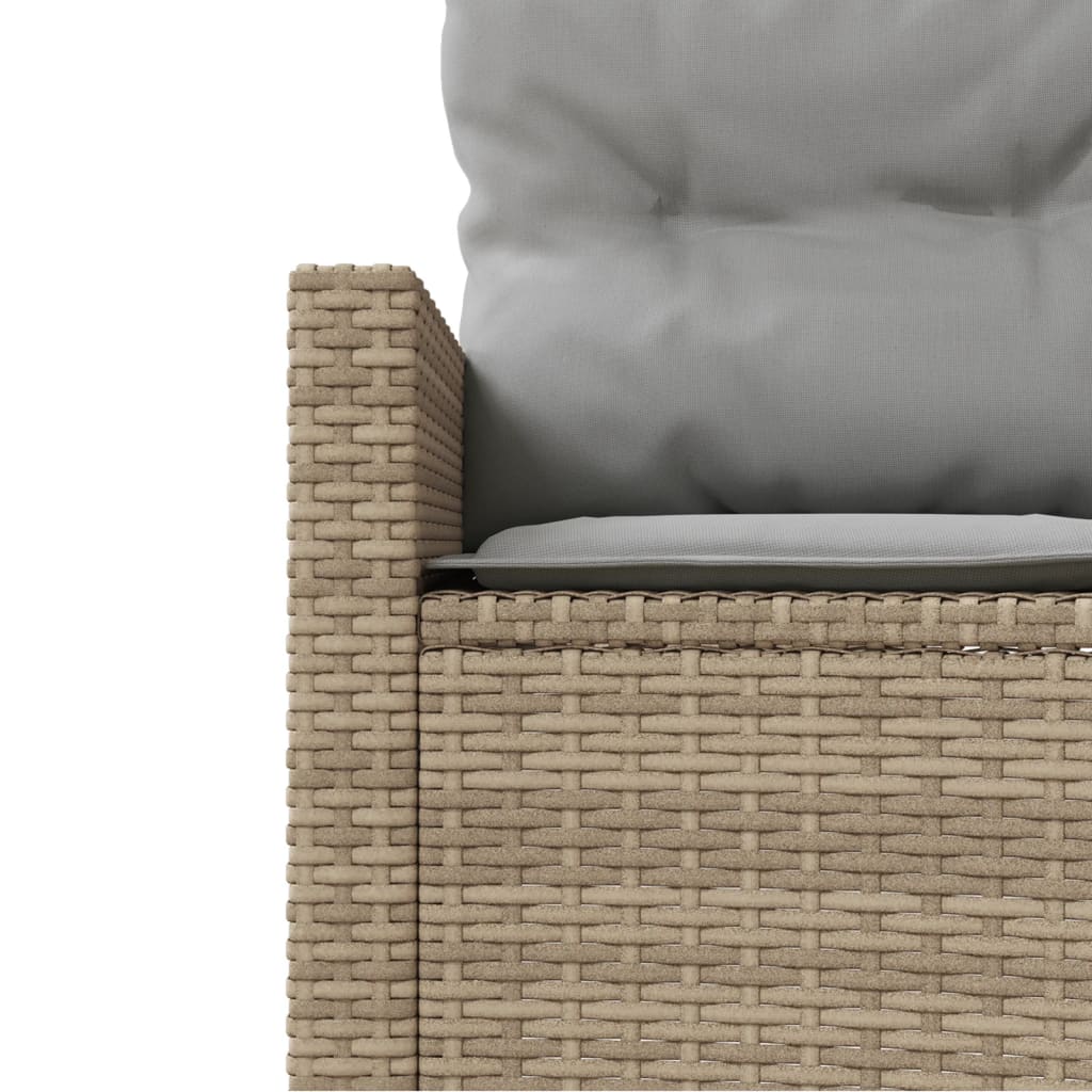 havesofa med bord og hynder halvrund polyrattan beige