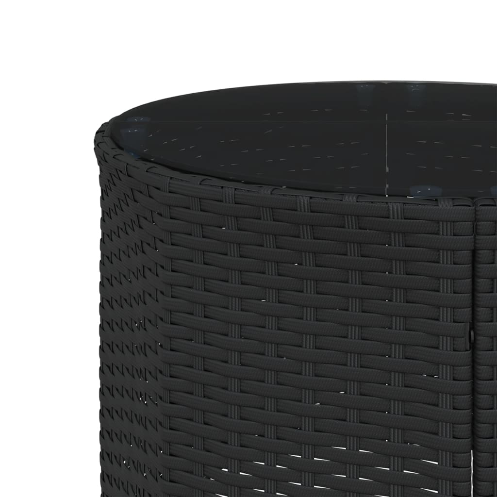 havesofa med bord og hynder halvrund polyrattan sort