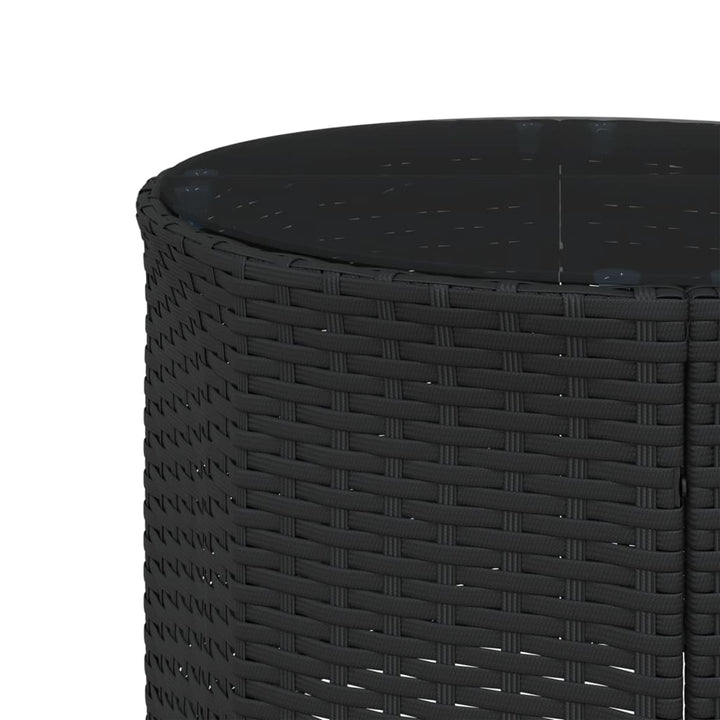 havesofa med bord og hynder halvrund polyrattan sort