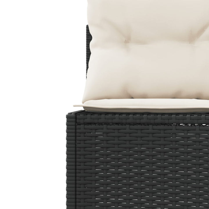 havesofa med bord og hynder halvrund polyrattan sort