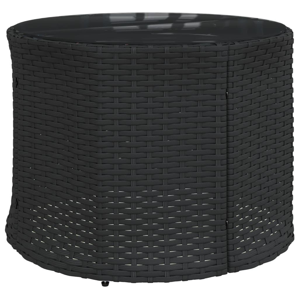havesofa med bord og hynder rund polyrattan sort