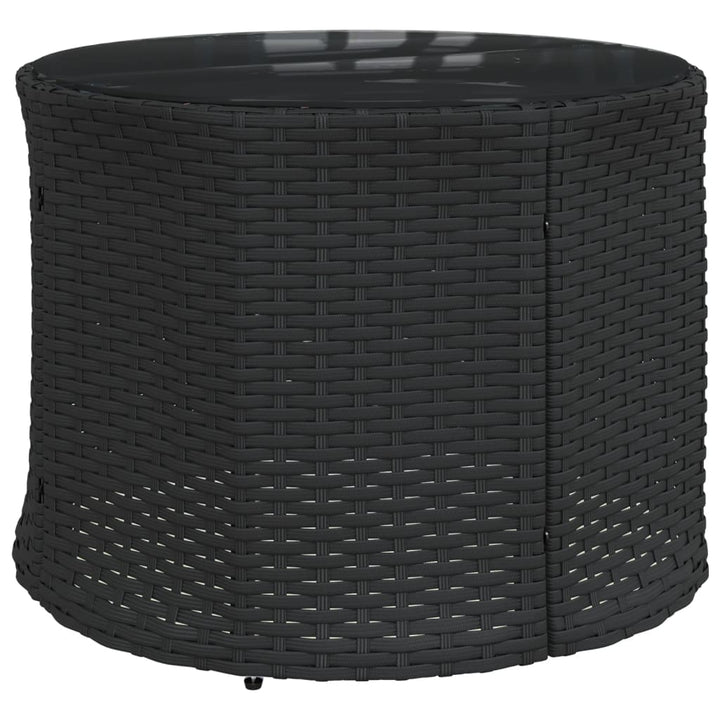 havesofa med bord og hynder rund polyrattan sort