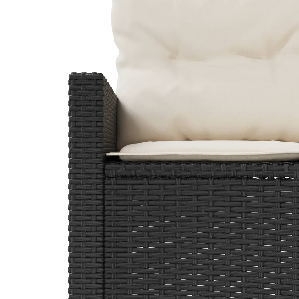 havesofa med bord og hynder rund polyrattan sort