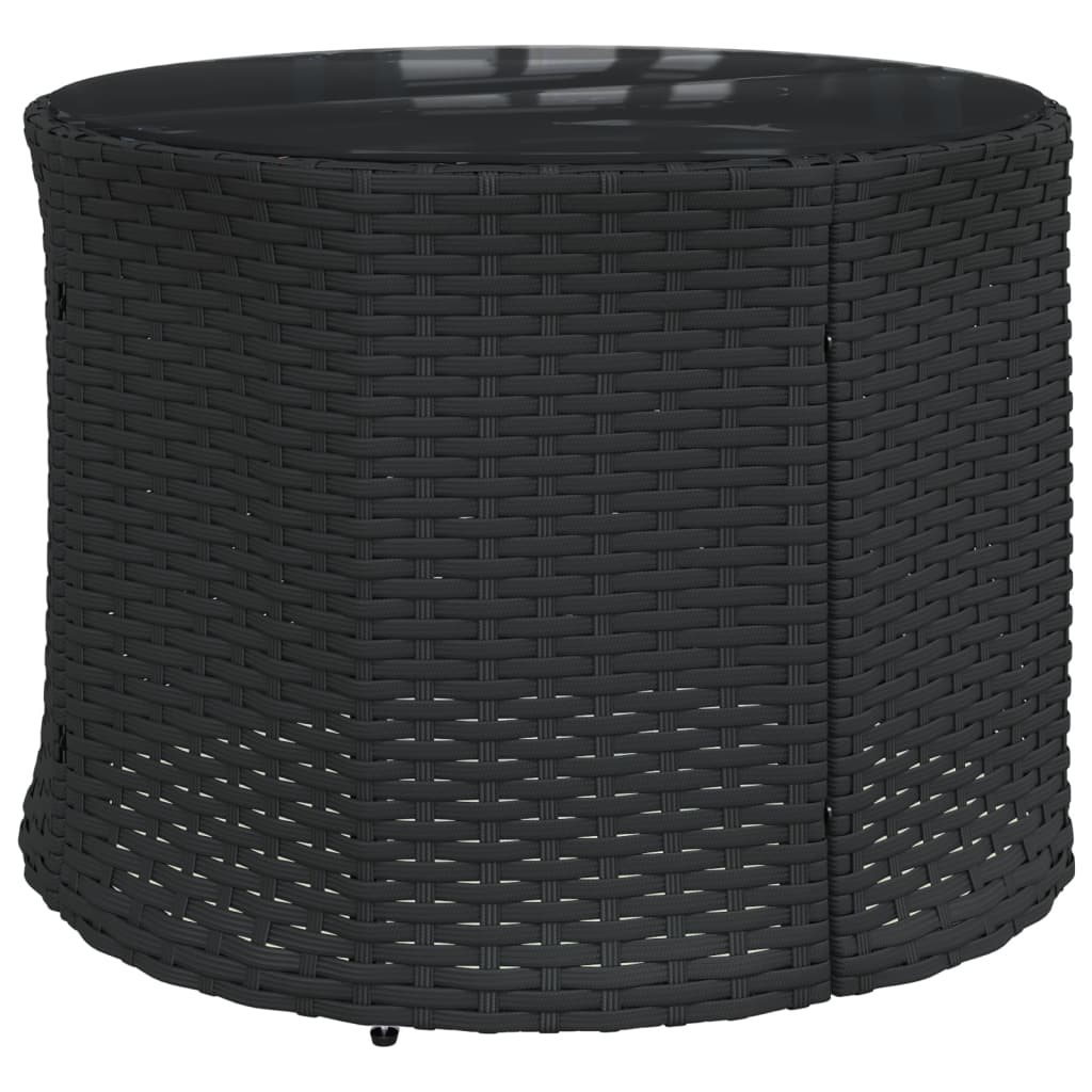havesofa med bord og hynder rund polyrattan sort