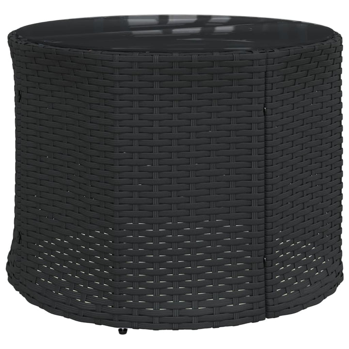 havesofa med bord og hynder rund polyrattan sort