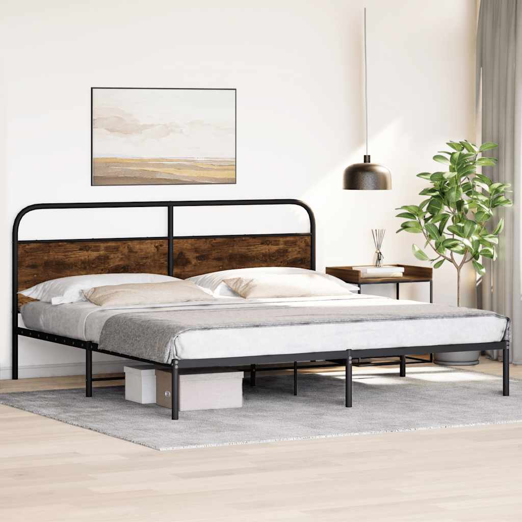 sengeramme uden madras 180x200 cm metal røget egetræsfarve
