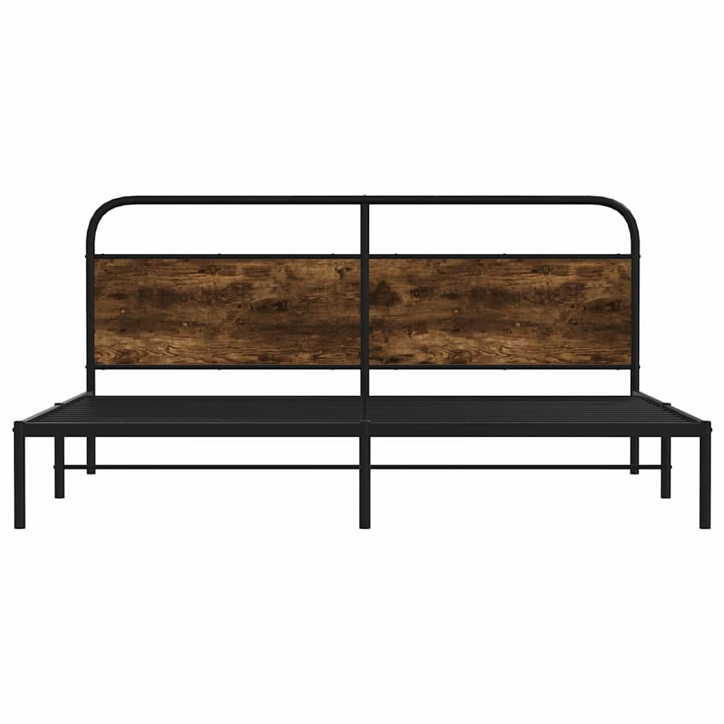sengeramme uden madras 183x213 cm metal røget egetræsfarve