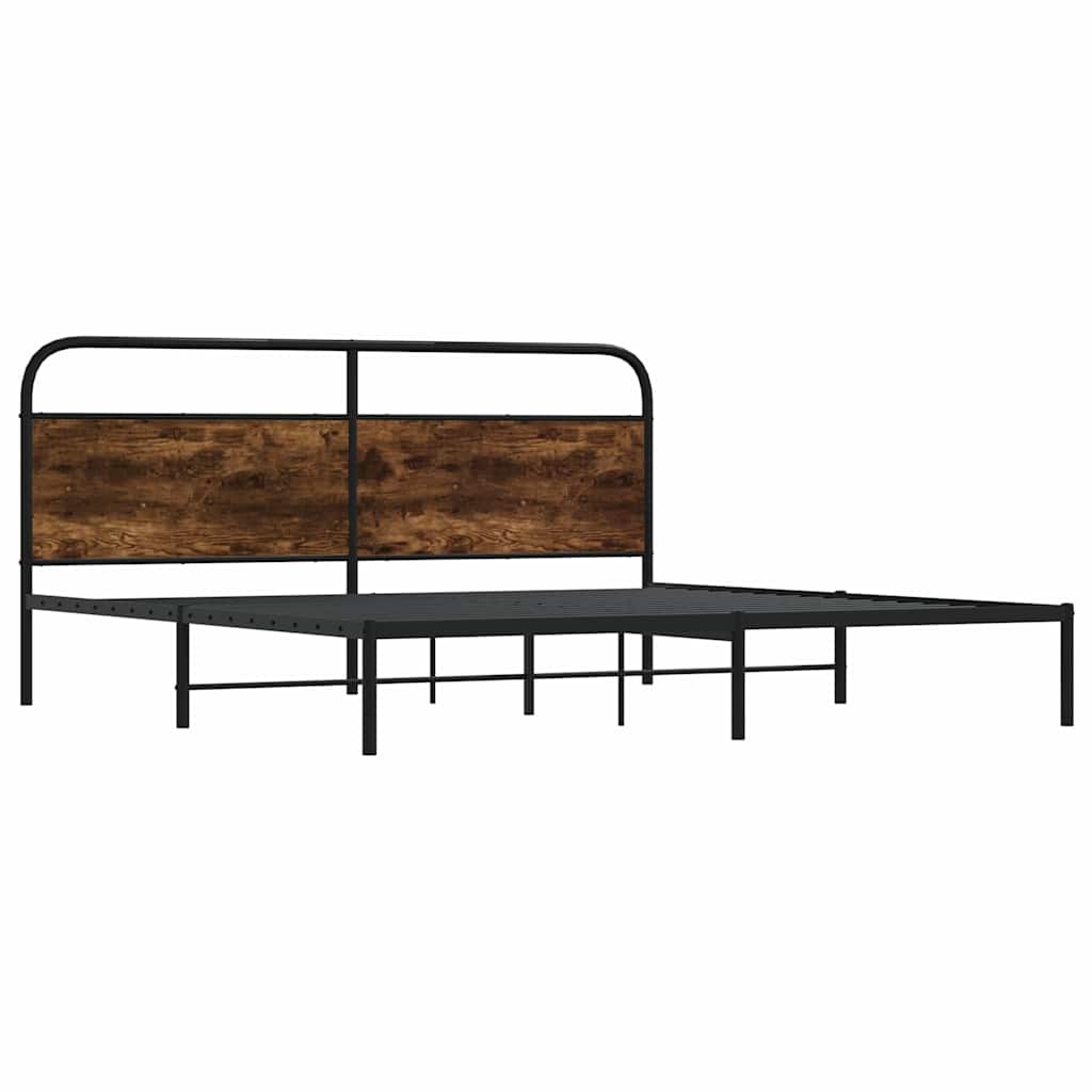 sengeramme uden madras 193x203 cm metal røget egetræsfarve