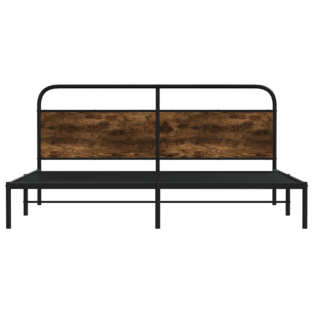 sengeramme uden madras 200x200 cm metal røget egetræsfarve