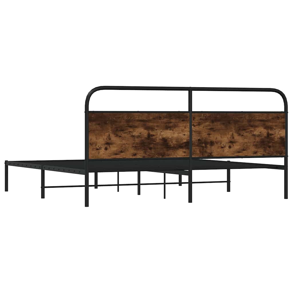 sengeramme uden madras 200x200 cm metal røget egetræsfarve