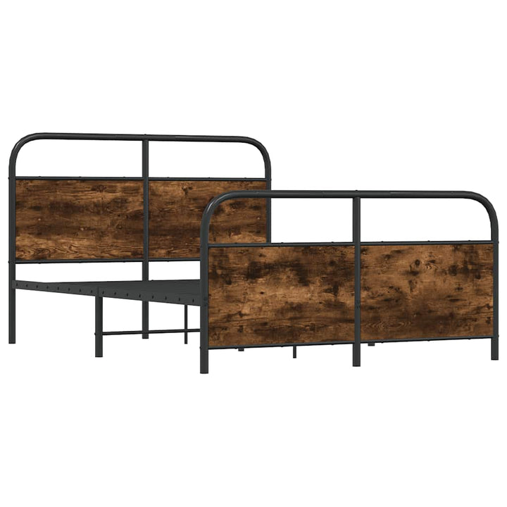 sengeramme uden madras 137x190 cm metal røget egetræsfarve