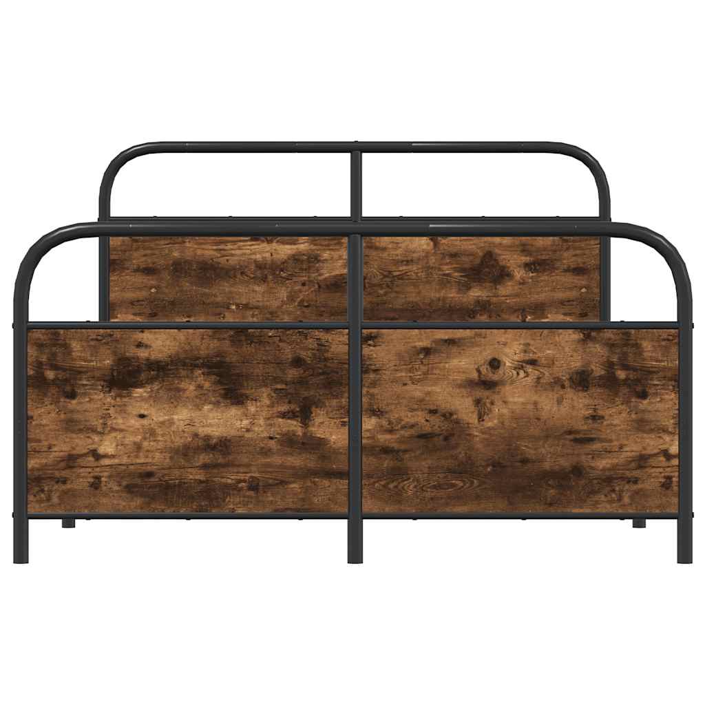 sengeramme uden madras 137x190 cm metal røget egetræsfarve
