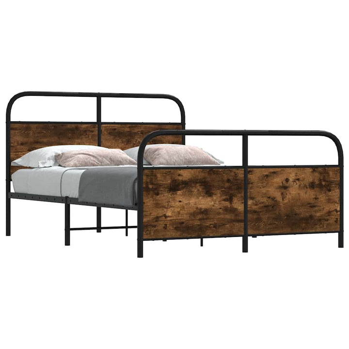 sengeramme uden madras 137x190 cm metal røget egetræsfarve