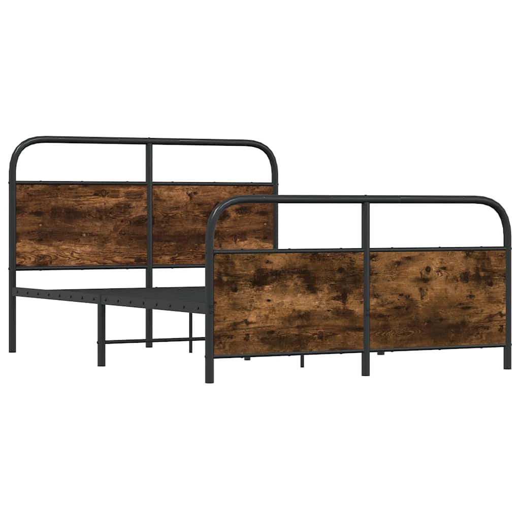 sengeramme uden madras 140x190 cm metal røget egetræsfarve