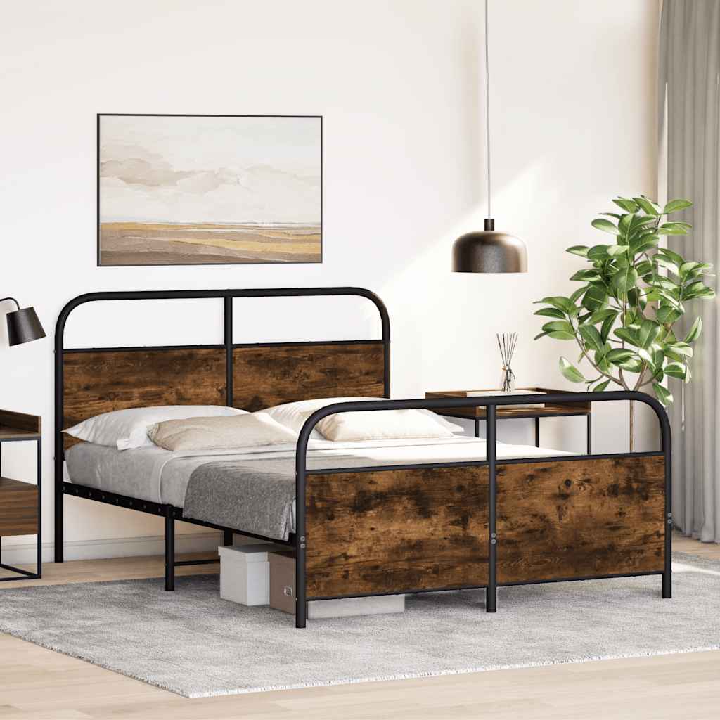 sengeramme uden madras 140x190 cm metal røget egetræsfarve