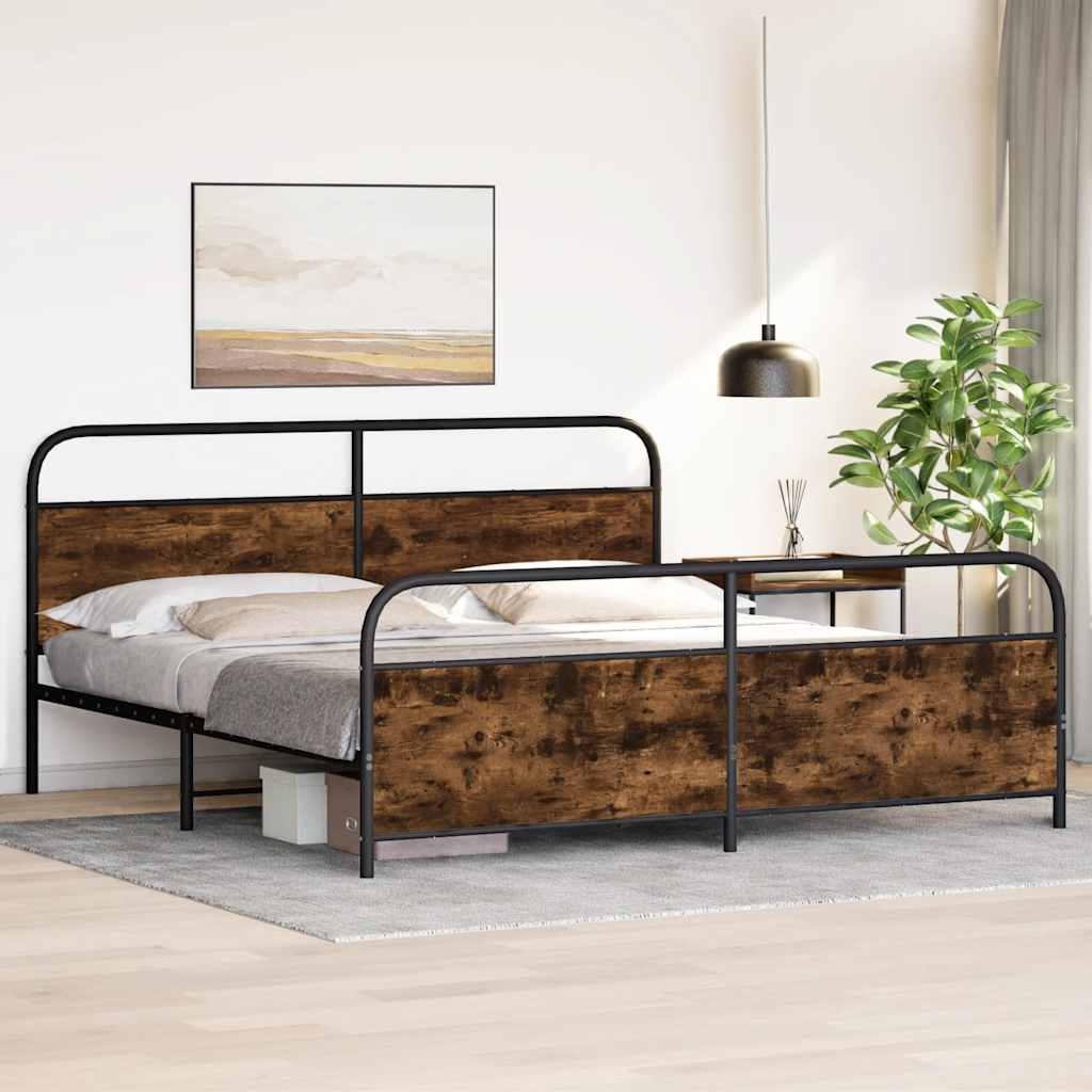 sengeramme uden madras 193x203 cm metal røget egetræsfarve