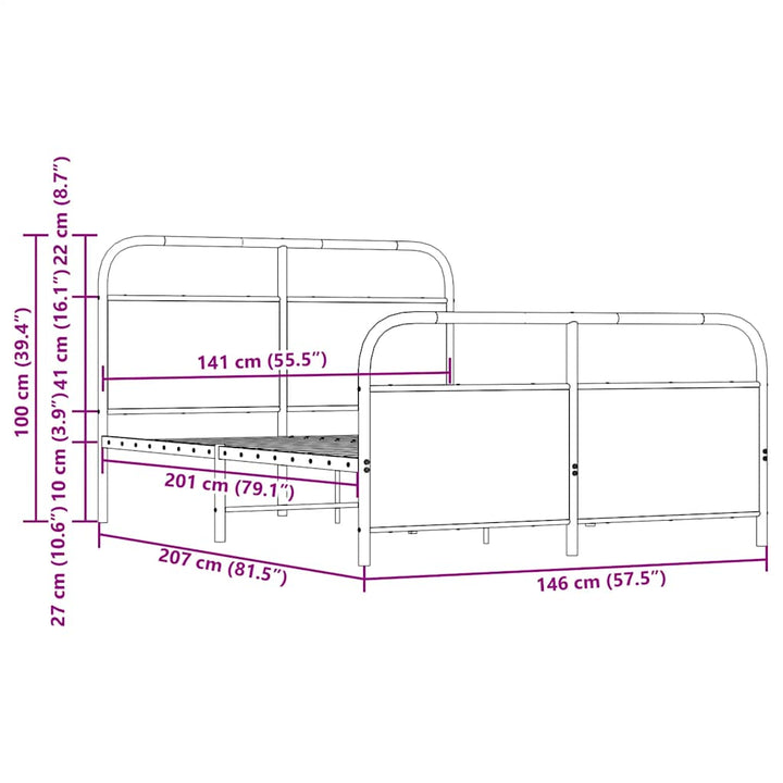 sengeramme uden madras 140x200 cm metal sonoma-eg