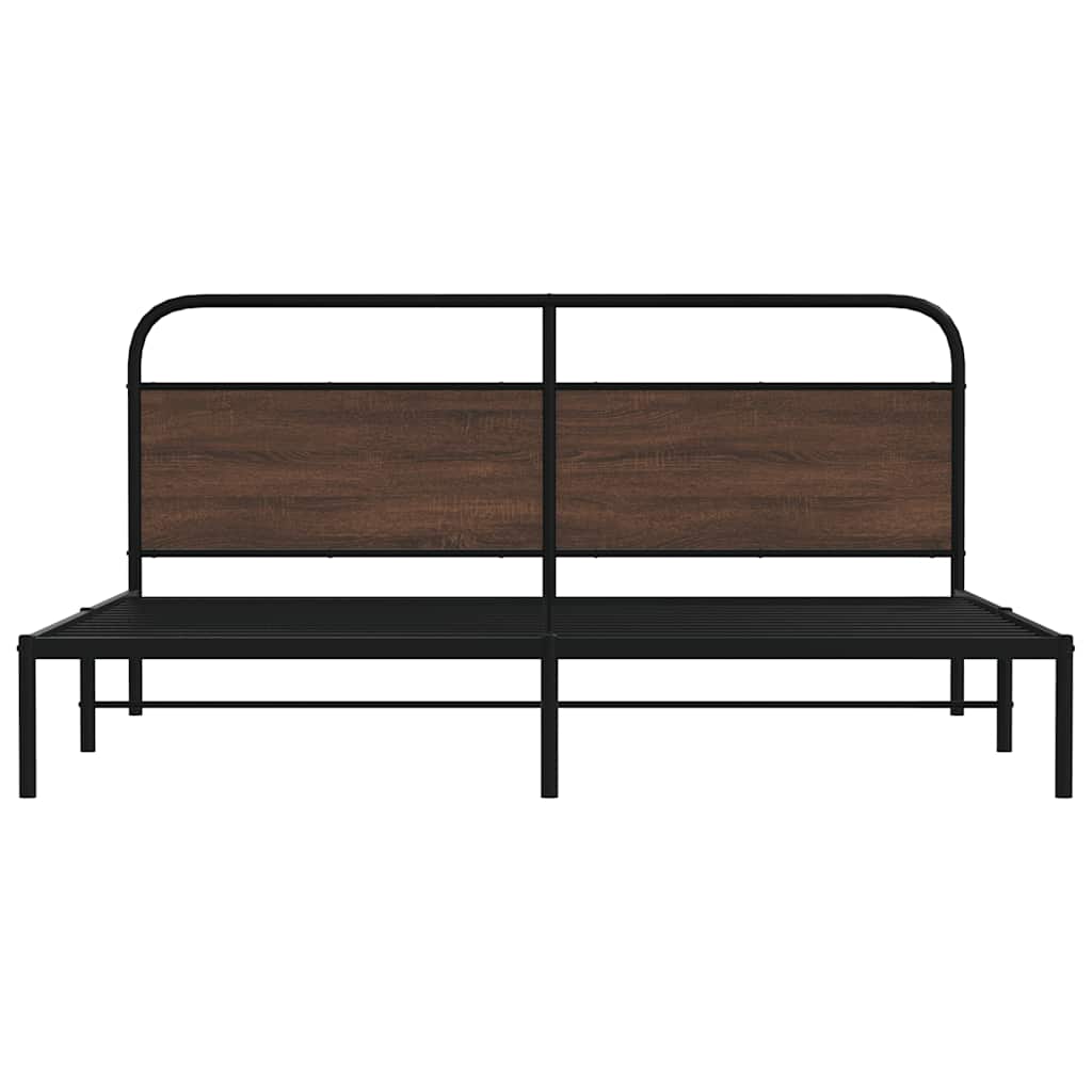 sengeramme uden madras 180x200 cm metal brun egetræsfarve