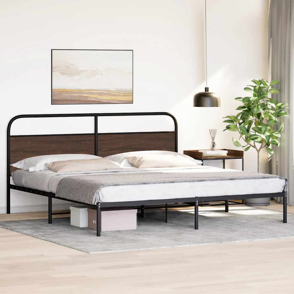 sengeramme uden madras 193x203 cm metal brun egetræsfarve