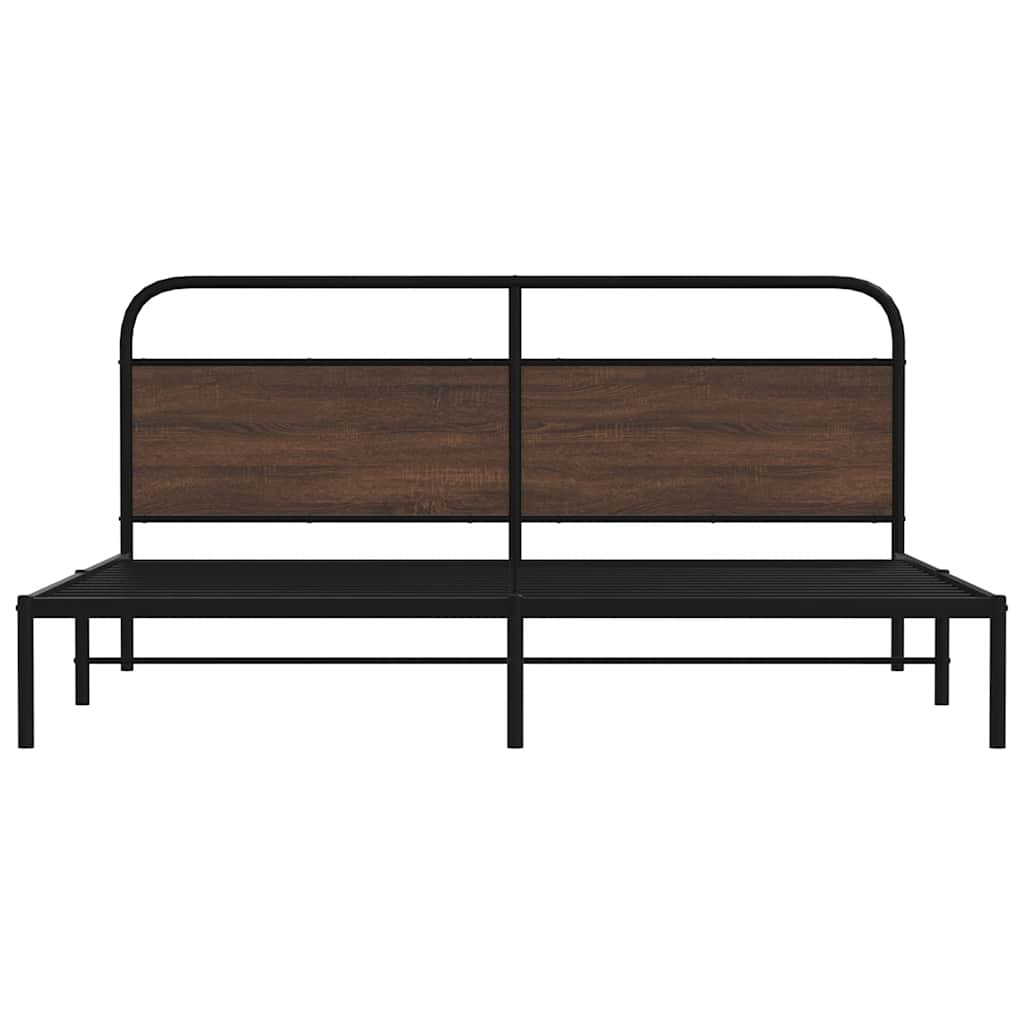 sengeramme uden madras 193x203 cm metal brun egetræsfarve