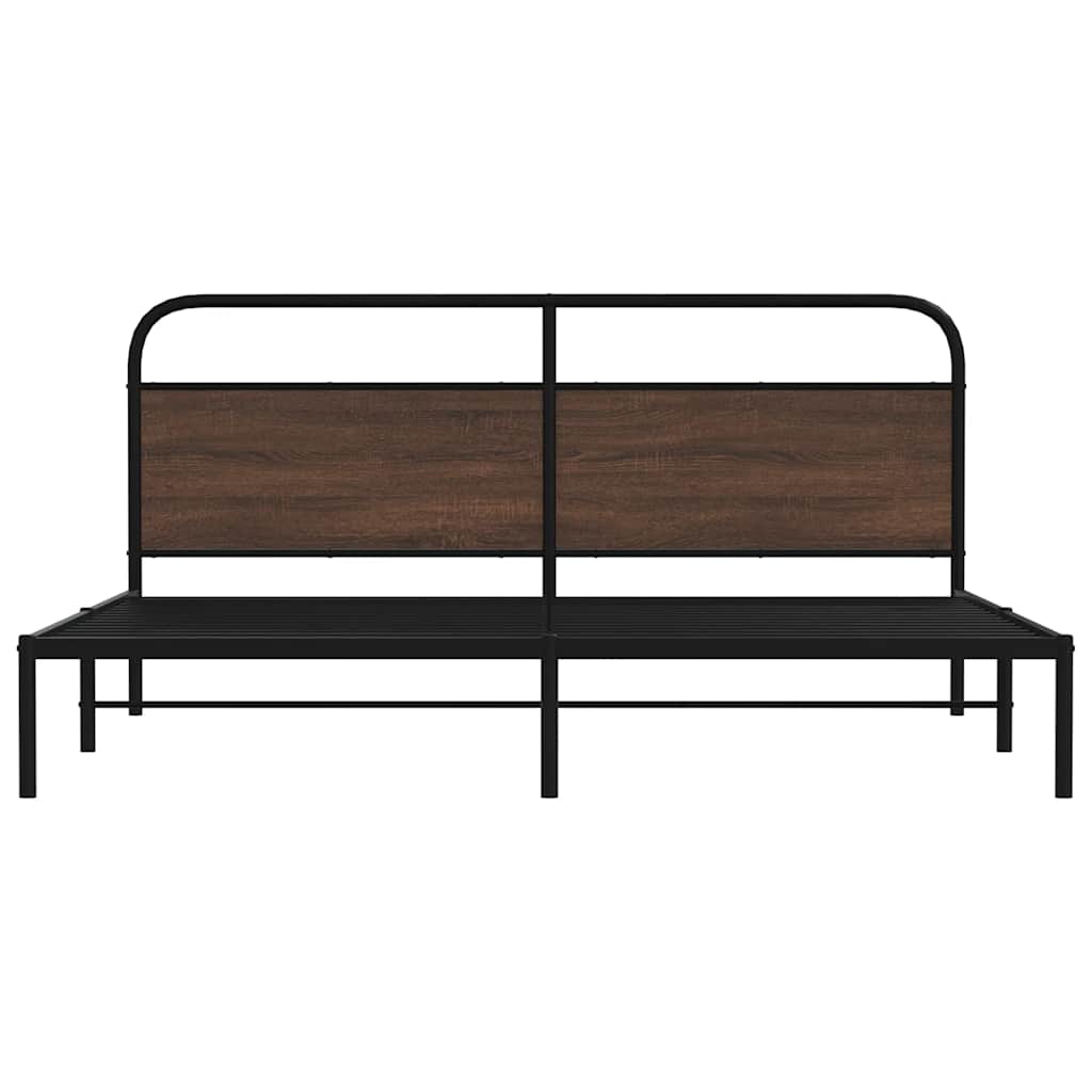 sengeramme uden madras 200x200 cm metal brun egetræsfarve