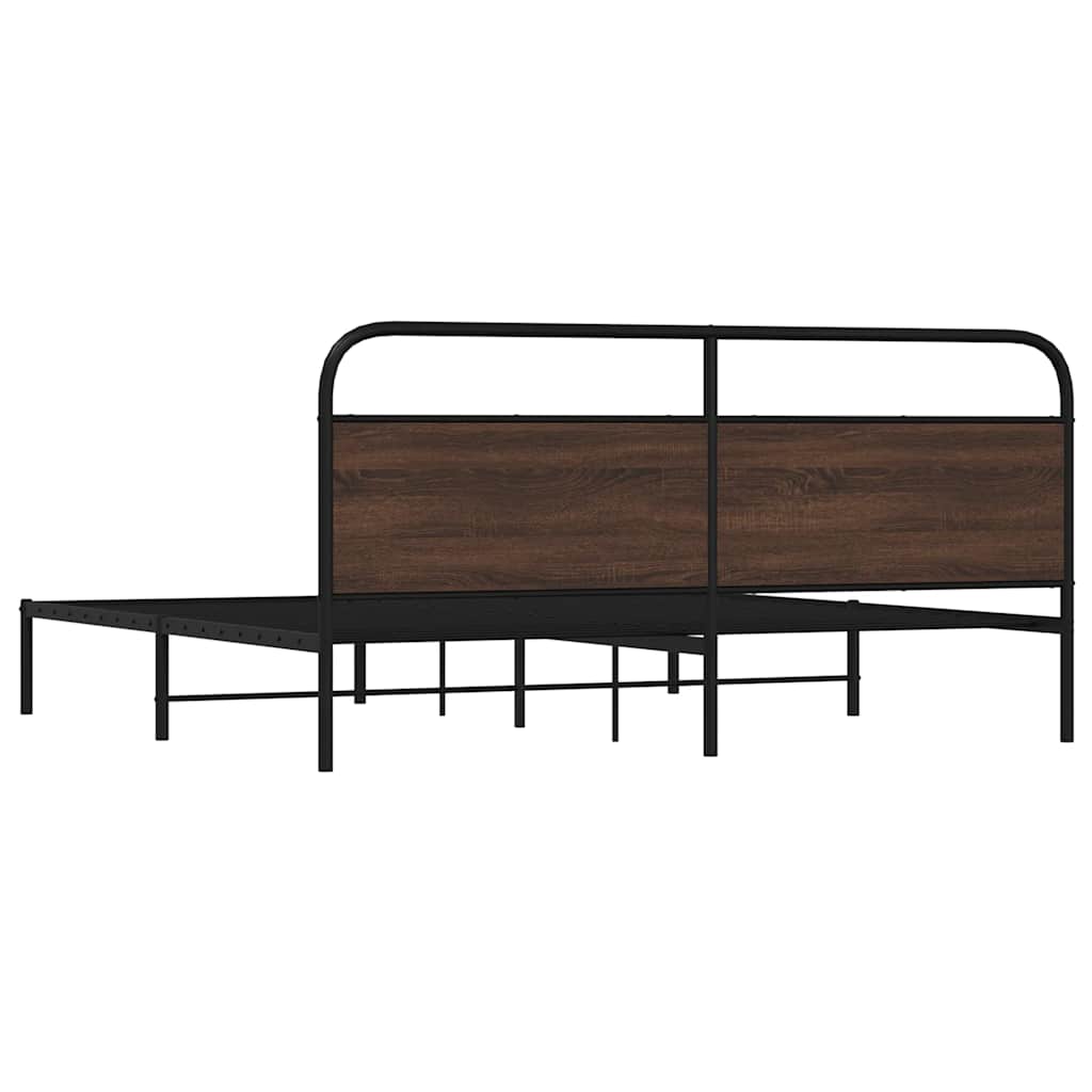 sengeramme uden madras 200x200 cm metal brun egetræsfarve