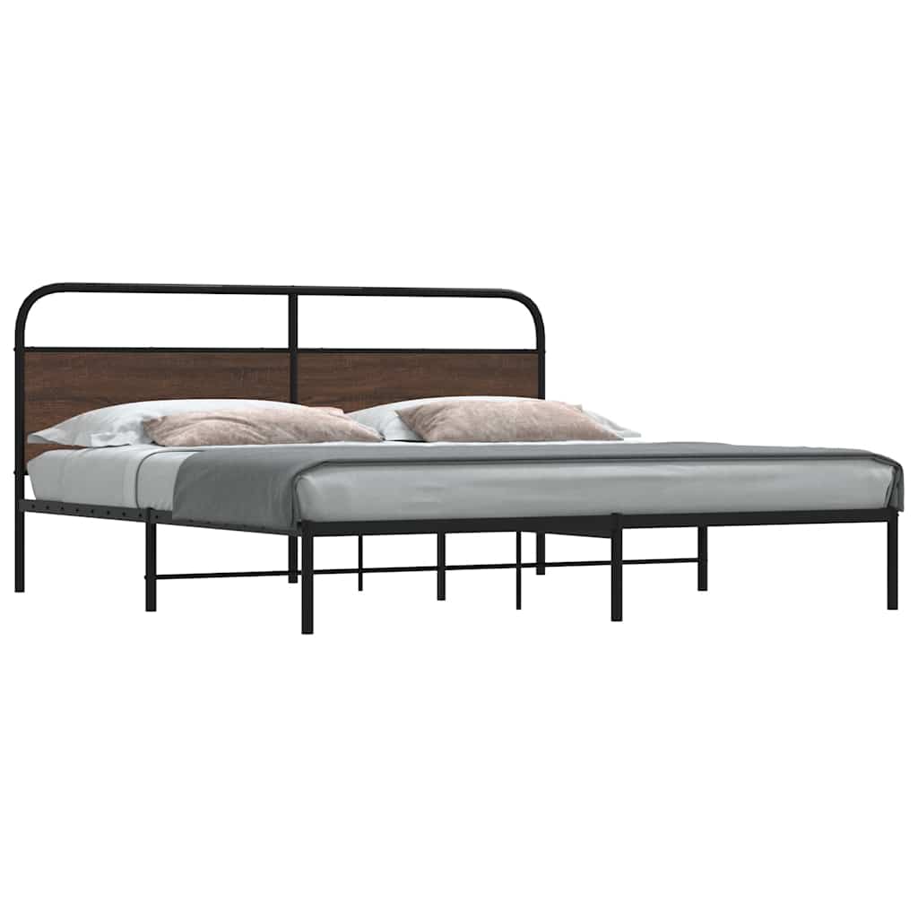 sengeramme uden madras 200x200 cm metal brun egetræsfarve