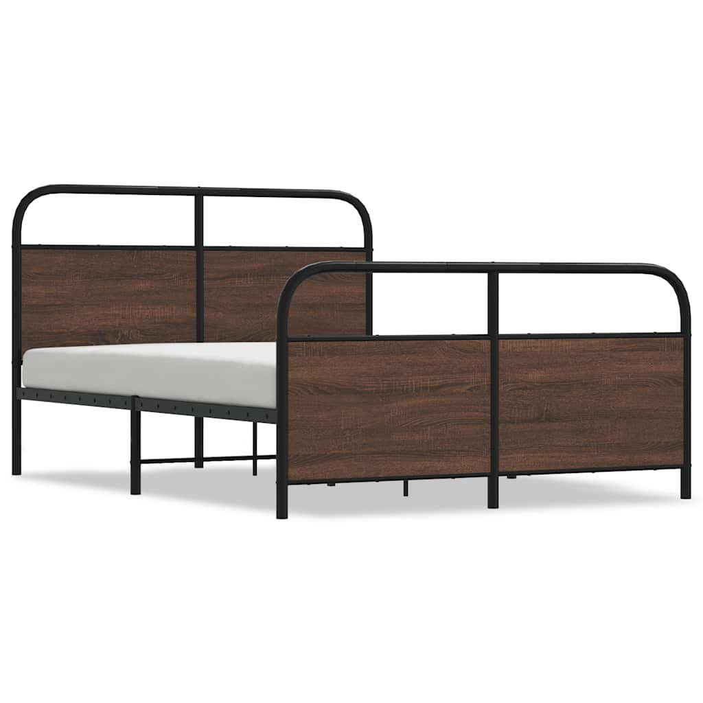 sengeramme 140x190 cm uden madras metal brun egetræsfarve