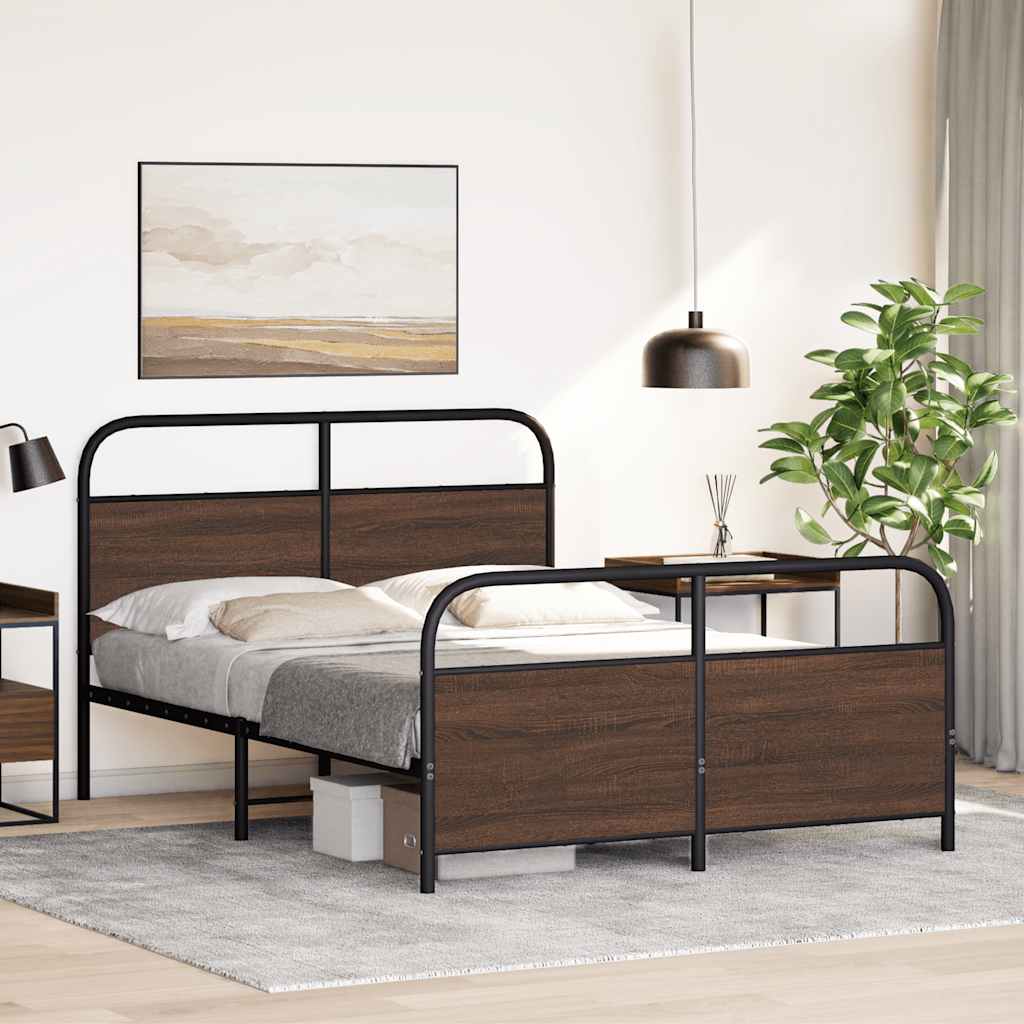 sengeramme 140x190 cm uden madras metal brun egetræsfarve
