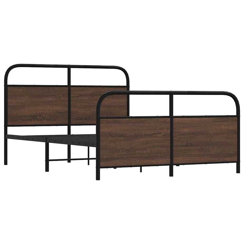 sengeramme 140x200 cm uden madras metal brun egetræsfarve
