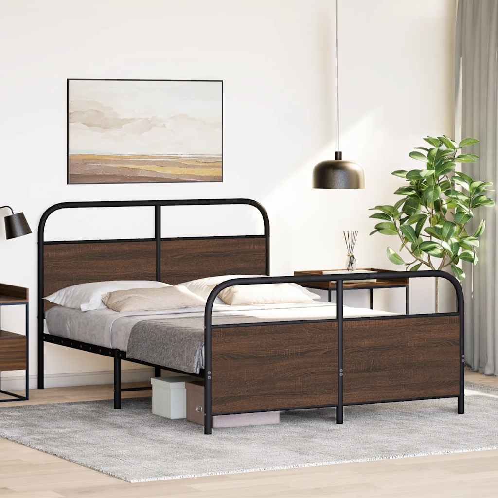 sengeramme 140x200 cm uden madras metal brun egetræsfarve