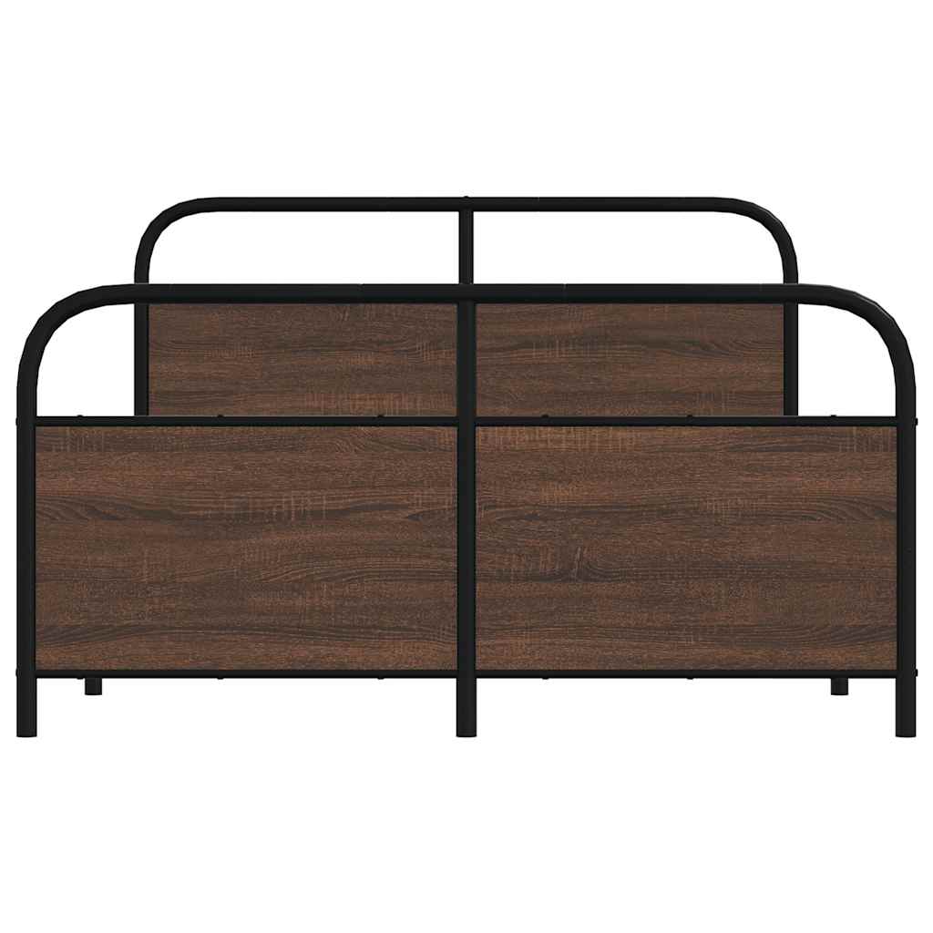 sengeramme 140x200 cm uden madras metal brun egetræsfarve