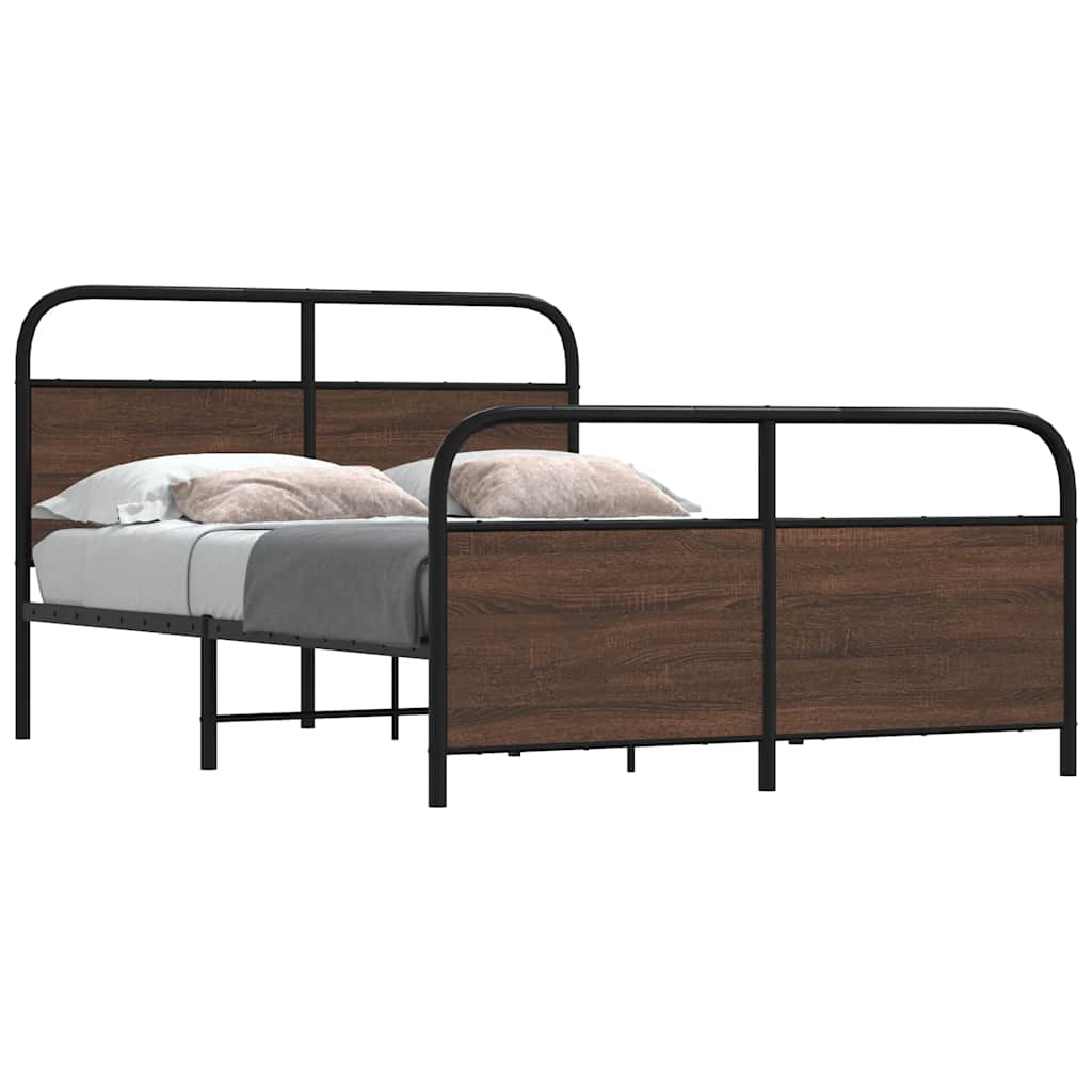 sengeramme 140x200 cm uden madras metal brun egetræsfarve