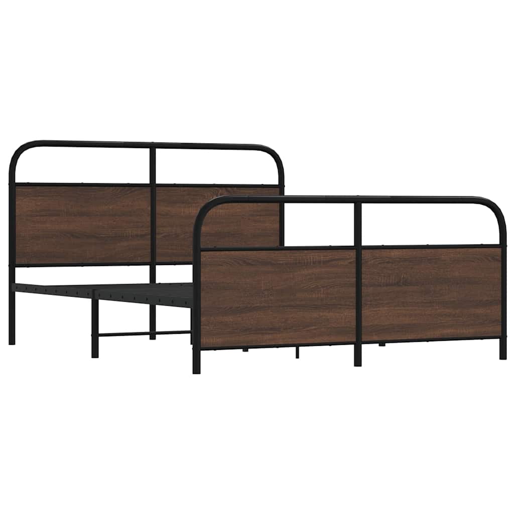 sengeramme uden madras 150x200 cm metal brun egetræsfarve