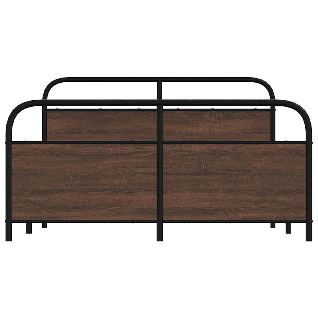 sengeramme uden madras 150x200 cm metal brun egetræsfarve